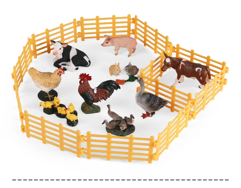 Oenux Simulation Bauernhof Zaun Szene Spielzeug Bäume Haus Bauer Einhorn Tiere Modell Miniatur Handwerk Hause Dekoration Nette Kinder Geschenk – Detail 11