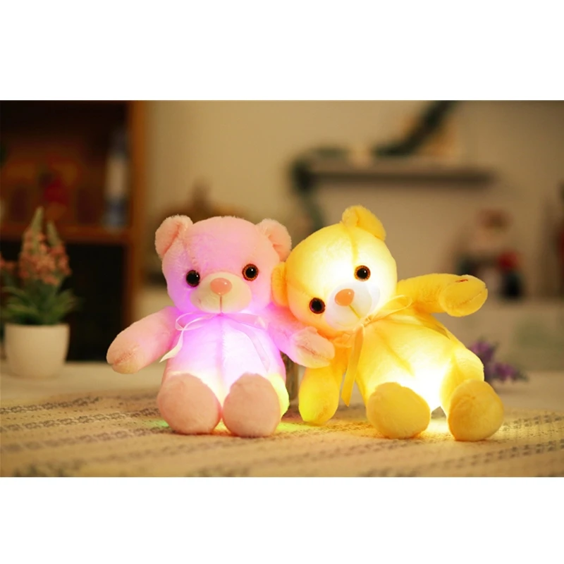 30CM Baby Luminous Teddy Bear Animals Stuffed Plush LED Light-up Pillow Girls Birthday Christmas Gifts Toys for Kids Children