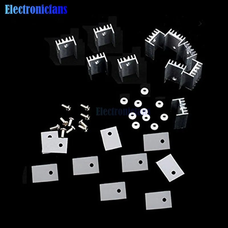 10pcs TO-220 Cooling Radiator Aluminum Sheet Heatsink Transistor Heat Sink Cooler Radiator Cooling For PC Computer Components