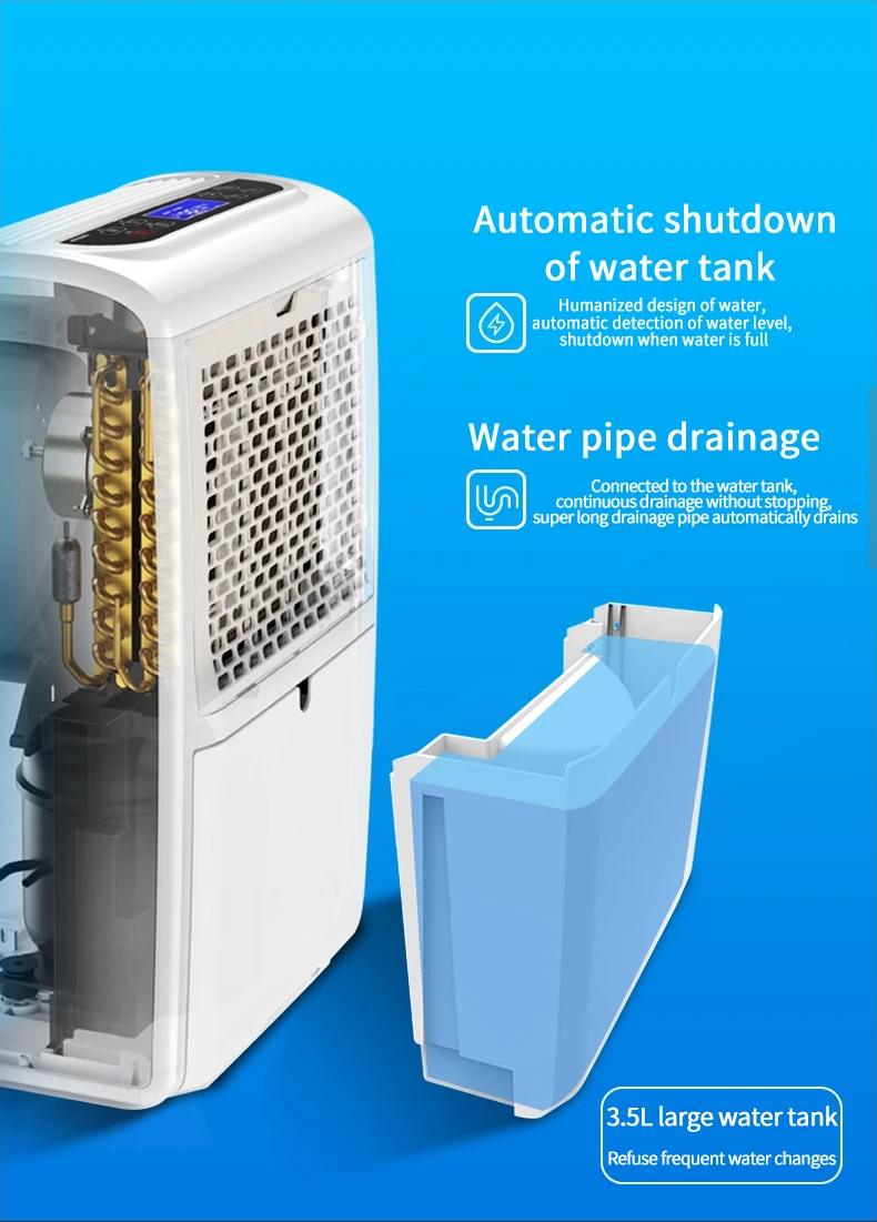 가정용 제습기, 지하실 빌라 창고, 조용한 습기 흡수 YDA-826E, 60-120 평방 미터용, 하루 22L