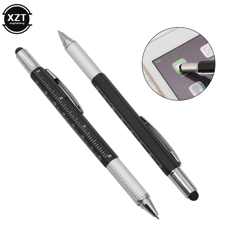 7 in 1 Multifunction Ballpoint Pen With Modern Handheld Tool Designed To Measure Technical Ruler Screwdriver Touch Screen Stylu