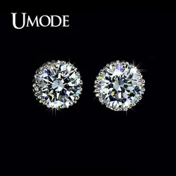 Umode-キュービックジルコニアイヤリング,8mm,2カラット,高品質,ue0013