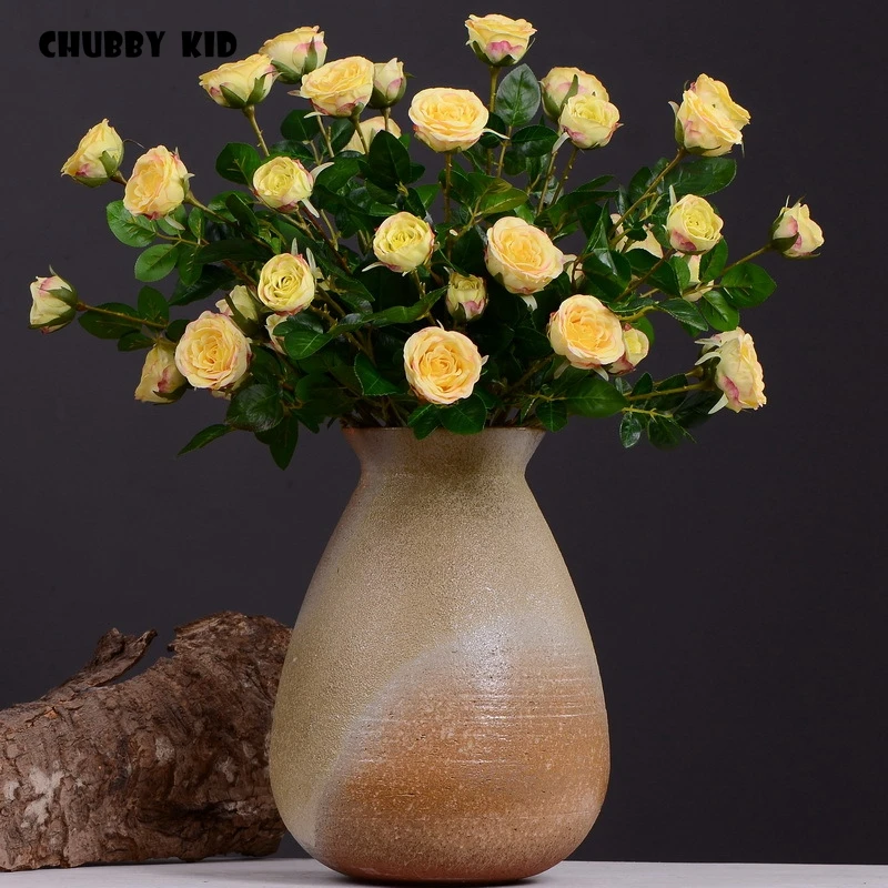 

12pcs/lot! wholesale Hi-Q small rose silk flower multi-heads fake rose wedding flowers home decorative artificial rose flowers