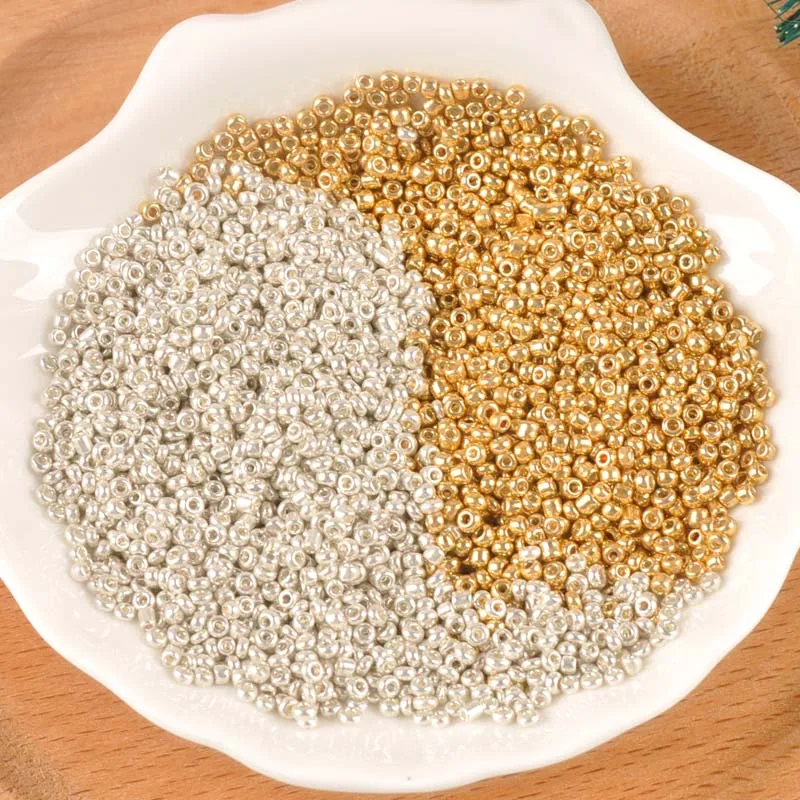 2/3mm gold and silvery Czech Glass Seed Spacer Beads For Jewelry Making BLUV02X