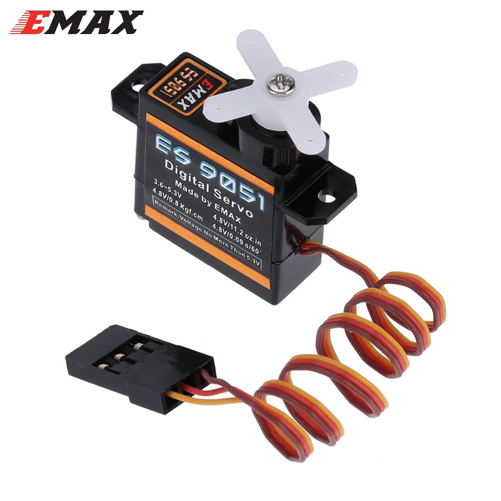 EMAX ES9051 ES 9051 4.8-5.5V 4.3g 0.8kg Gear Digital Servo Futaba JR Plug For 3D F3P Airplanes Helicopter Car RC Accessories Toy