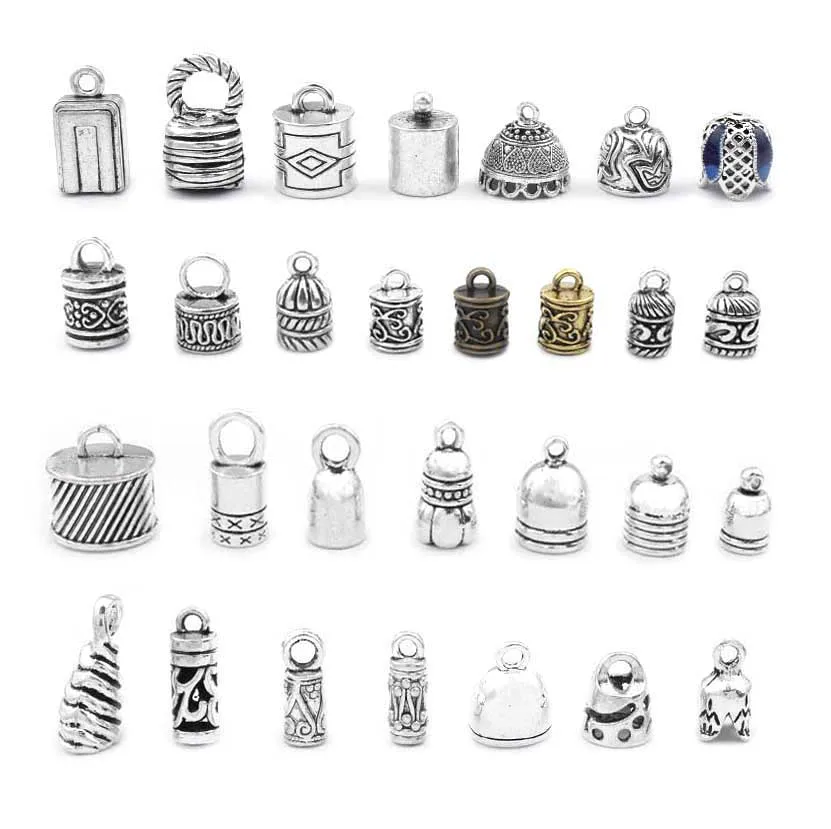 10pcs Silver Color Metal End Bead Caps Jewelry Finding Charms Tassel Cap Crimp End  Bracelet Jewelry Accessories