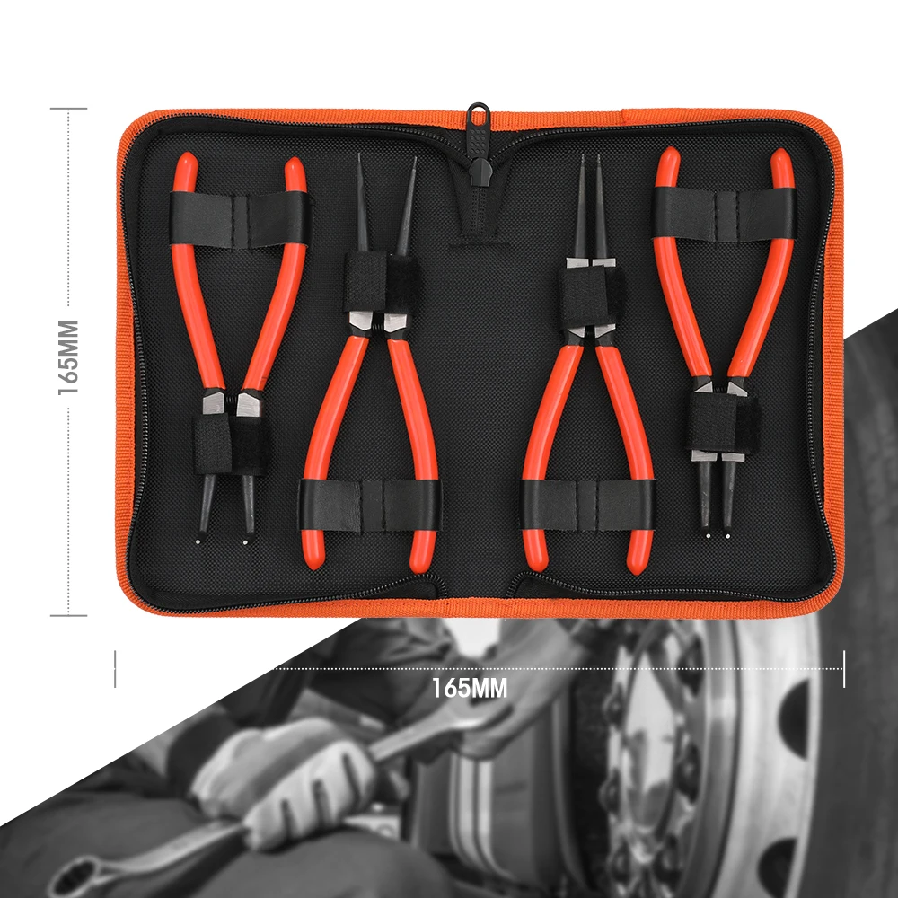 ValueMax 4PC Snap Ring Pliers Set Internal External Pliers Retaining Ring Plier 165MM Circlip Pliers Hand Tools With Bag