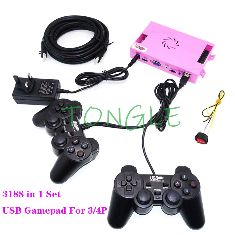 

Pandora-двойной джойстик Saga Box, 3D, 3188 в 1, семейная версия 12, ПК, PS3, VGA, выход HDMI, аркадная игра с печатной платой