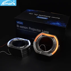 RONAN 2PCS 120MM X 100MM Square Guide Angel Eyes with Shrouds DRL Halo Ring Fit 2.5/3.0 bi-xenon Projector Lens for Car Styling