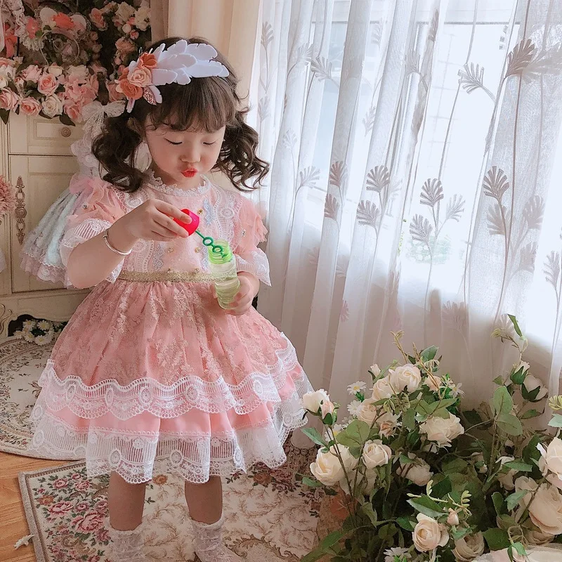 Aramex Spanish Girl Dress Beautiful  Princess Dress Lolita Party Birthday Dress Flower Girl Dresses Kids Eid Dresses for Girls