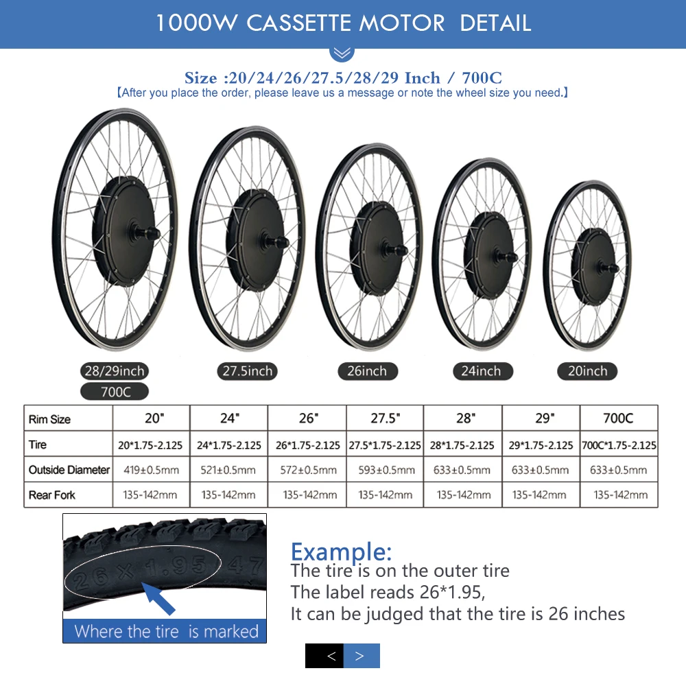 Ebike Motor Kit 48V 1000W Rear Cassette Hub Motor Wheel LCD Display 16-29 Inch 700C For Electric Bike Bicycle Conversion Kit