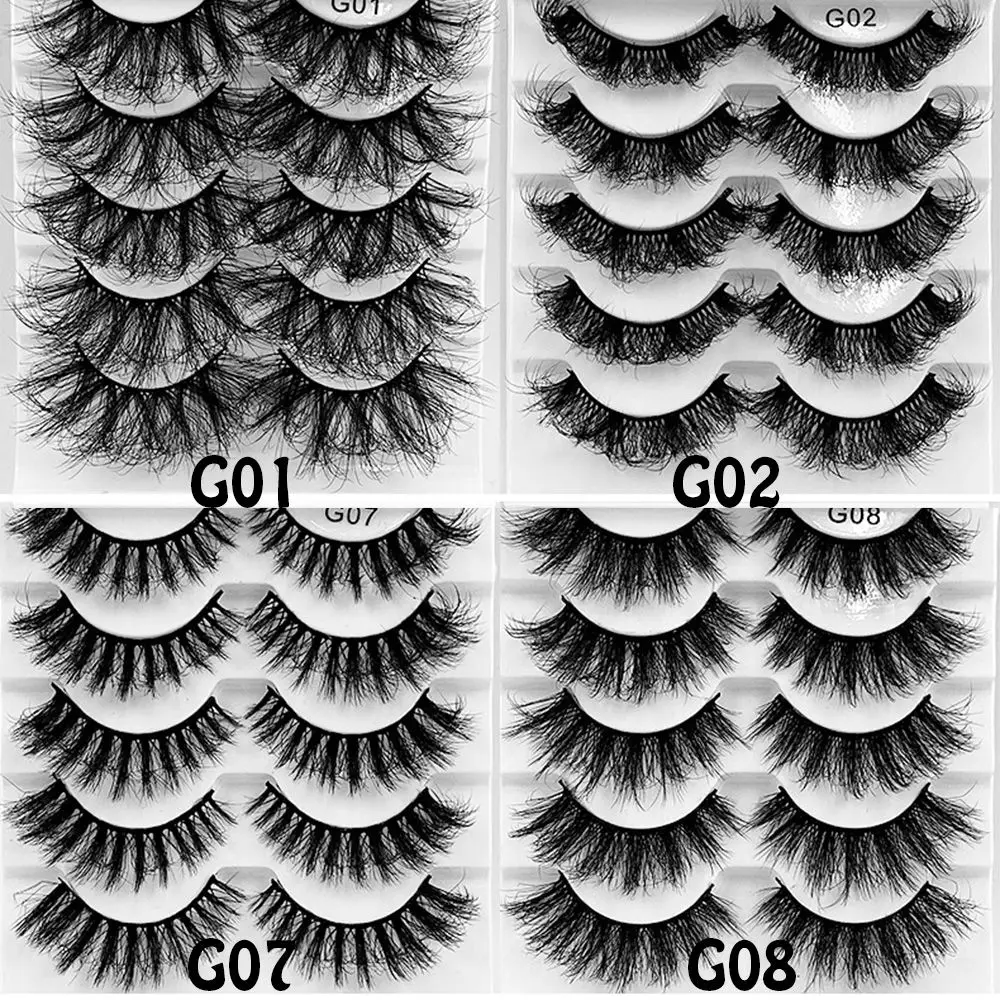 Skonhed ขนตาปลอมทำมือ5คู่ขนตายาวหนาขนตาปลอมขนมิงค์เทียม8D จำนวนมาก