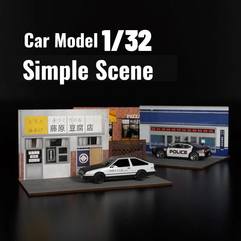 

Wooden Simulation 1:32 Car Scene Model Fujiwara Tofu Shop Parking Garage Street View Toy Vehicle Collect Display Decoration