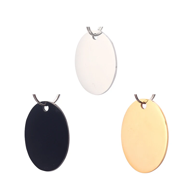 

10pcs/lot Oval ID Tag for Dogtag Cat Stainless Steel Nameplate Gold Black Rosegold Tags