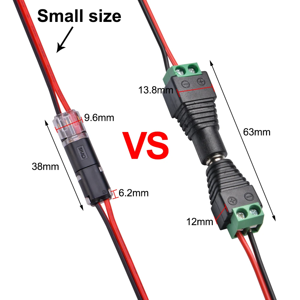 10pcs 2pin Pluggable Wire Connector Quick Splice Electrical Cable Crimp Terminals for Wires Wiring 22-20AWG LED Car Connectors