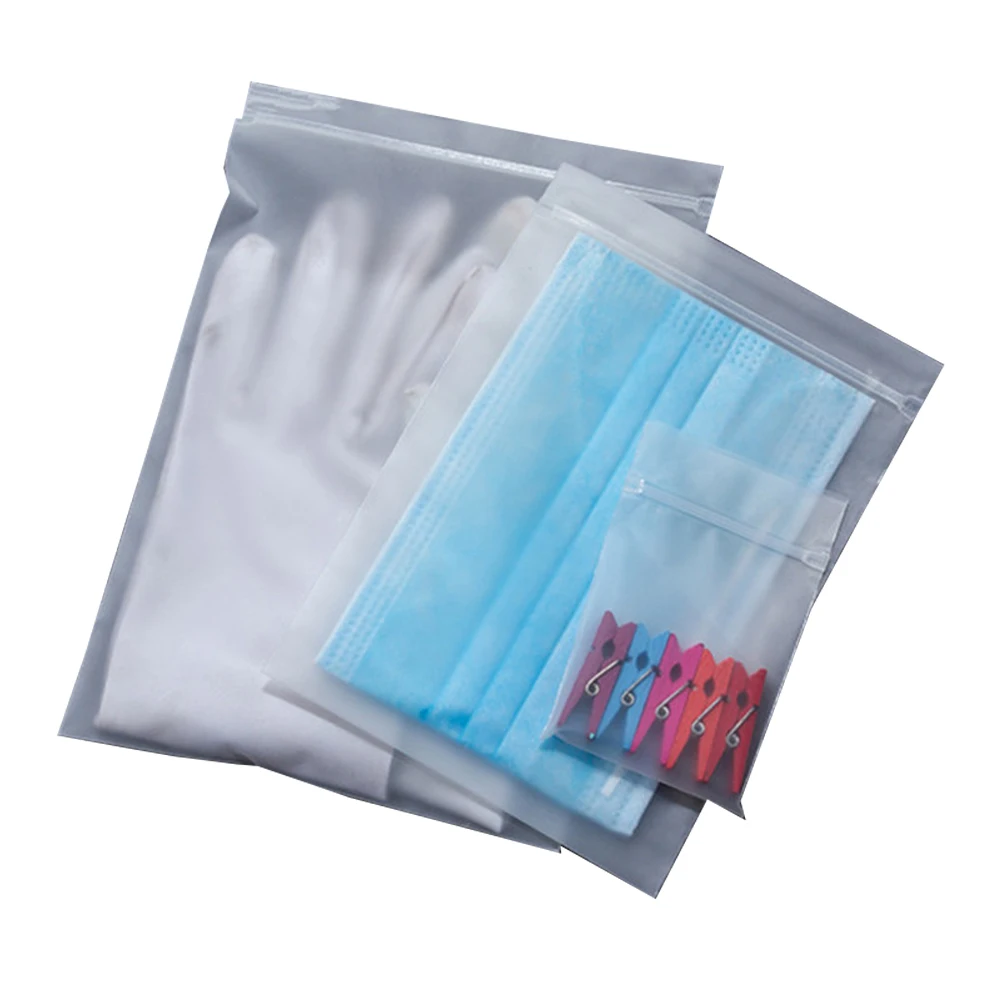 100Pcs/Lot Zip Lock CPE Plastic Matte Clear Bag Self Grip Seal Reusable Resealable Gift Craft Clothes Travel Storage Pouches