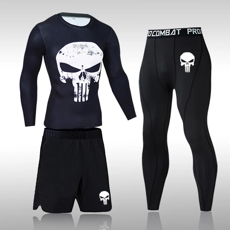 Ropa Deportiva de compresión para hombre, trajes de gimnasio, mallas de entrenamiento, conjunto deportivo para correr, chándal Rashguard