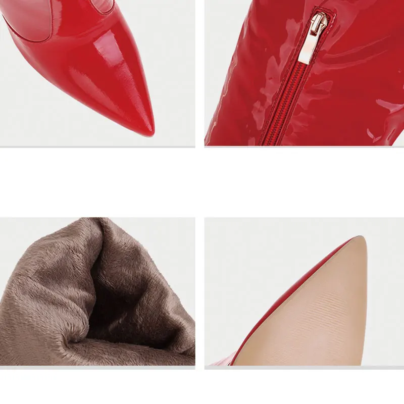 Sgesvier 2021 New Sexy Over the knee Long Boots High Heel Patent leather Autumn Winter Women Shoes Black Red White Size 32-49