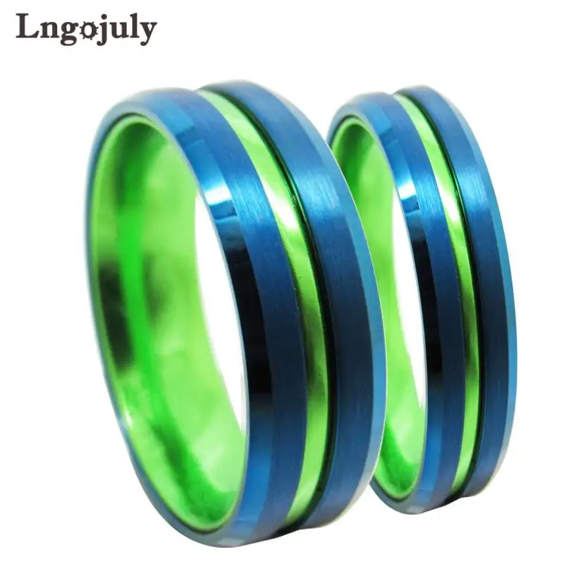 Fashion Green&Blue Couple Ring Tungsten Carbide Ring Wedding Ring Jewelry Engagement Wedding Tungsten Ring For Men Women Gifts