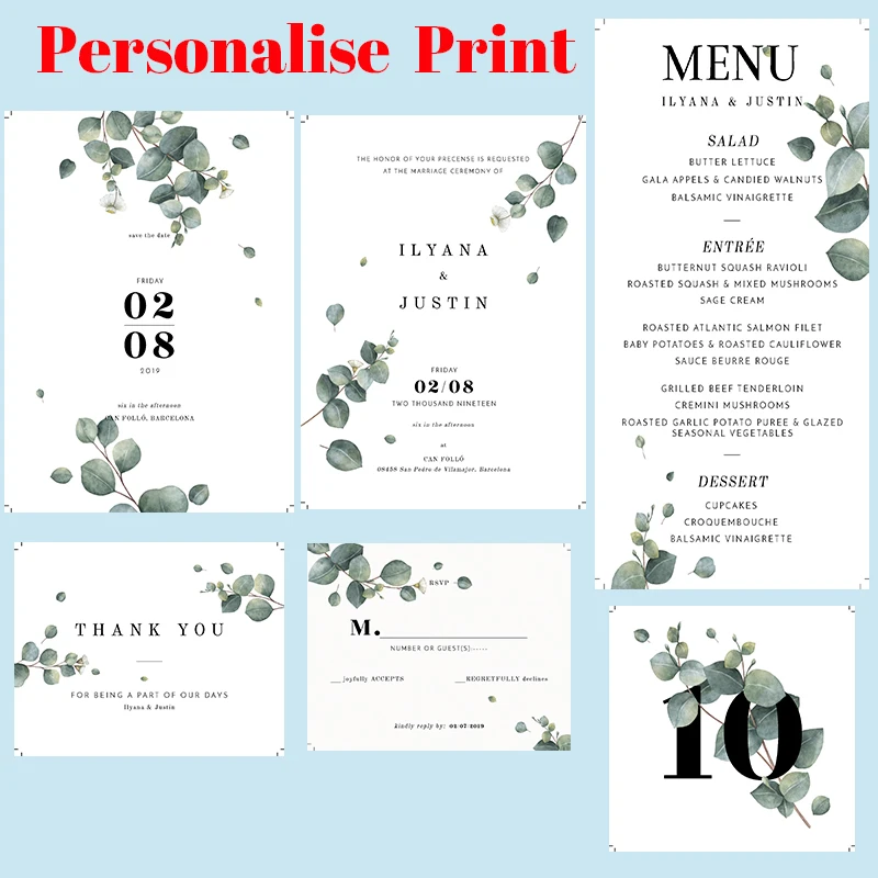 

50pcs Personalized Custom Print Birthday Business RSVP Card Thank You Table Name Wedding Invitations Insert Party Menu Supplies