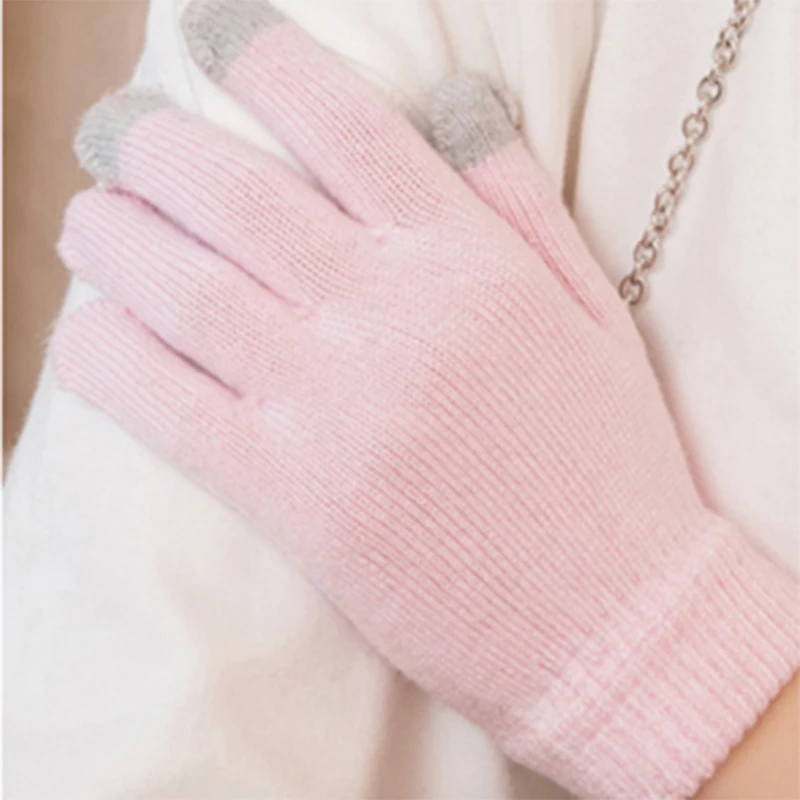 Guantes de punto con estampado 3D de corazón rosa para mujer, guantes elásticos Unisex para ocio al aire libre, otoño e invierno, nuevo par