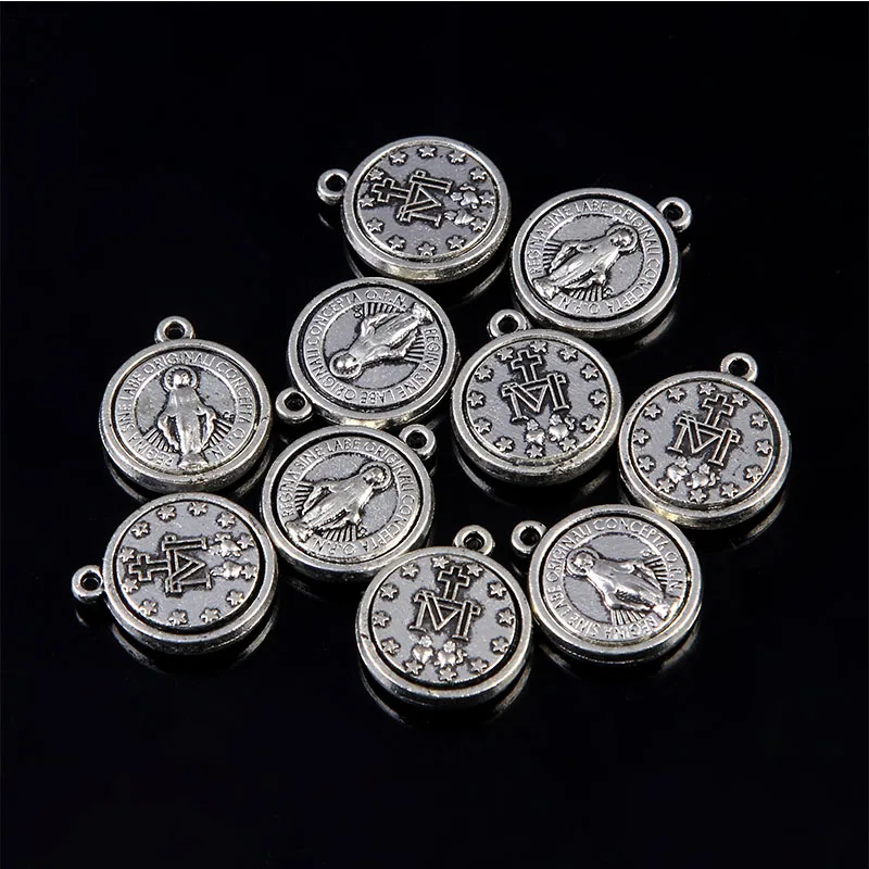 Catholic oval Virgin Mary medal charm necklace fashion craft jewelry bracelet accessory making view 3