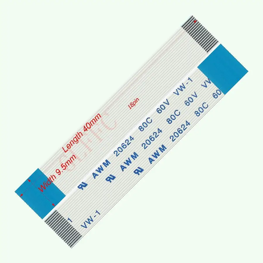 18pin 0.5 Sân 40Mm-310Mm Loại B Linh Hoạt Cáp Phẳng FFC Awm 20624 ROHS Xuất TTL màn Hình LCD DVD Máy Tính