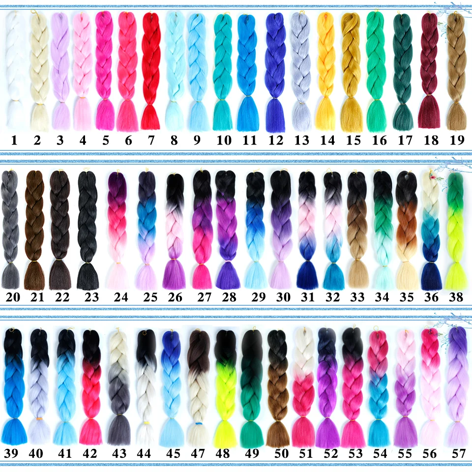 Braids Locs Synthetic Hair Extensions Jumbo Braiding Hair Piece for Women afro bulk Yellow Blue Red Pink Ombre Rainbow MUMUPI