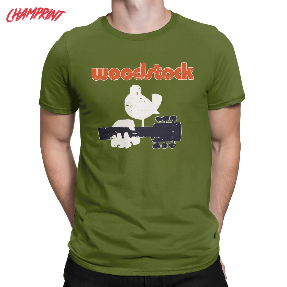 Woodstock 1969 T Shirts Men Pure Cotton Casual T-Shirt Crew Neck Tee Shirt Short Sleeve Tops Original