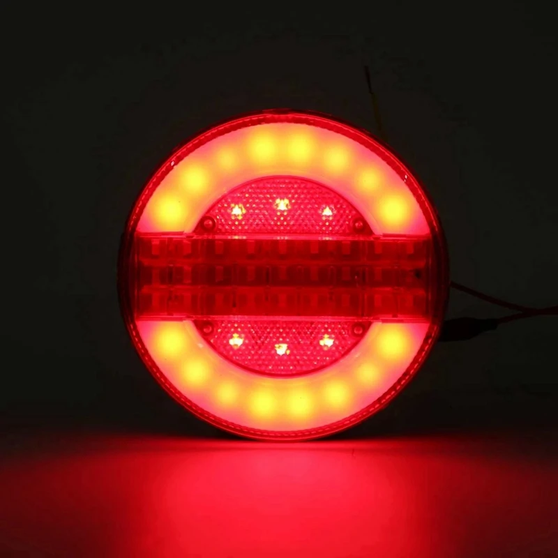 2PCS 4 Inch Trailer Dynamic Tail Light 24V LED Truck Brake Light LED Round Water Hamburger Light for Boats, Buses,Car