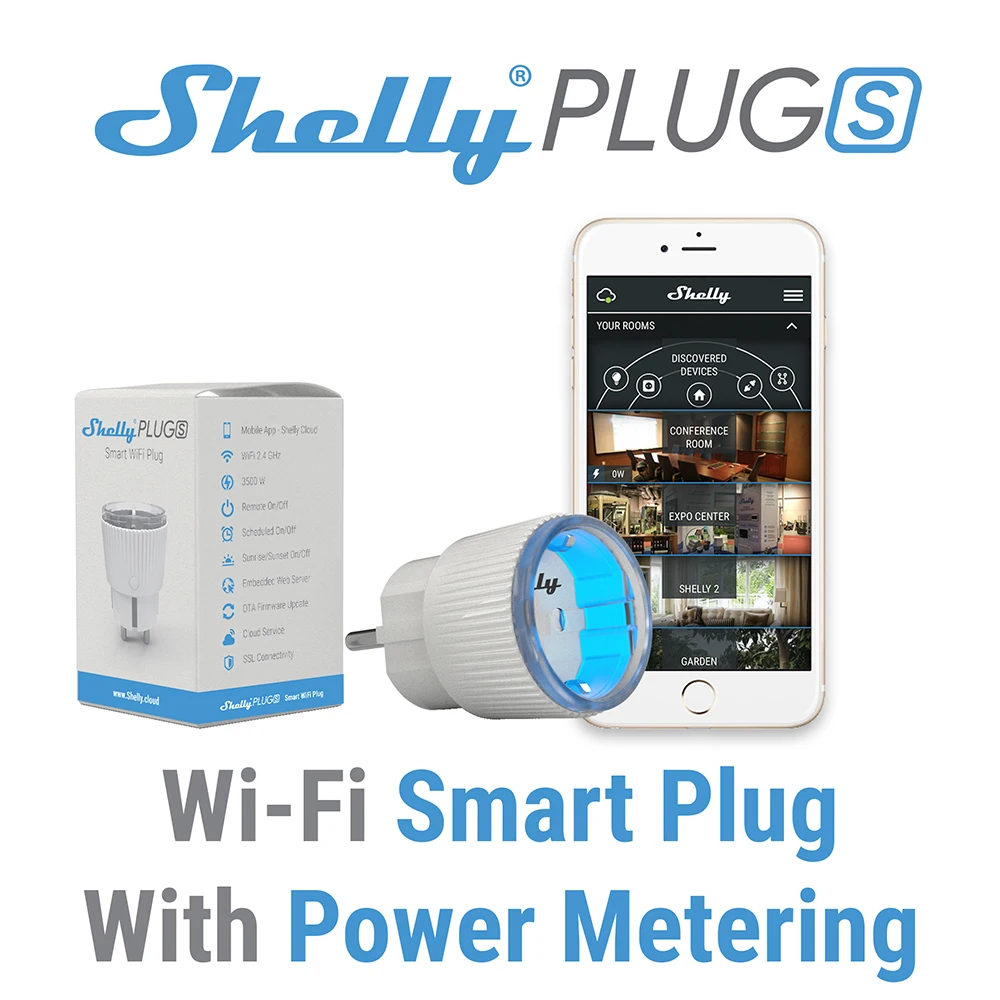 Shelly Plug S WiF Operated Control Home Appliance Allows To Manage Electrical Supplies With Power Up To 2500W (12A)