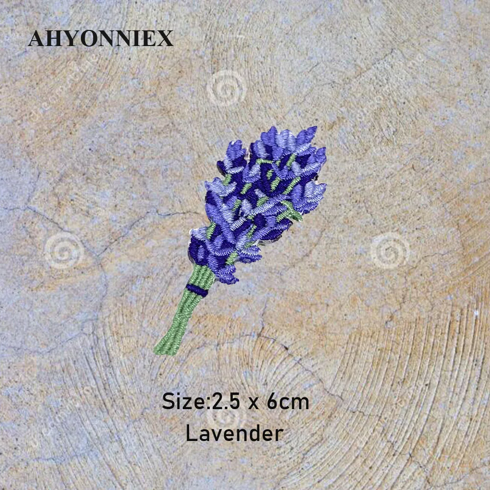 AHYONNIEX Pansy Lavender Sunflower Embroideried Patches for Bag Jeans Iron On Patches for Clothes Flower Small DIY Patches