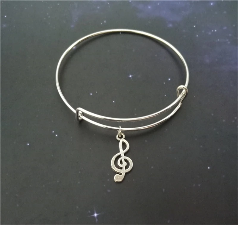 Adjustable Bracelet Treble Clef Charm Treble Clef Pendant Music Note Jewelry Treble Clef Bangle Music Note Bracelet for Women