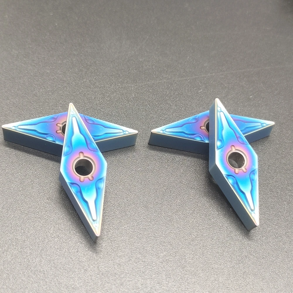 10 Buah VNMG160404 Karbida Kualitas Tinggi Alat Putar VNMG160404-LY7010 Pisau Bor CNC Seri Api Biru