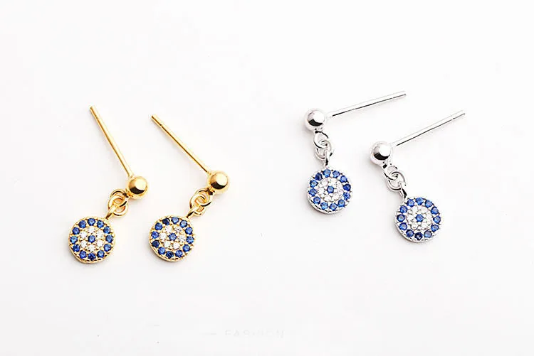 REETI 925 sterling silver Round devil\'s eye Stud Earrings for Women Elegant Wedding Jewelry pendientes mujer moda 2019 Brincos