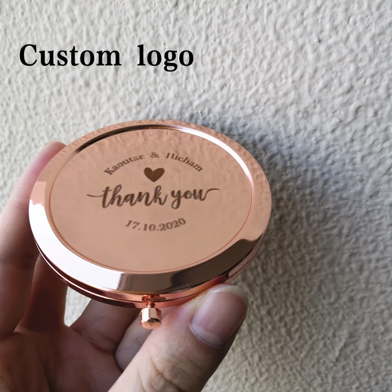 Decorative mirrors Personalized Bride Compact pocket mirror for women Rose Gold Crystal Makeup Mirror Bridesmaid Wedding Gift