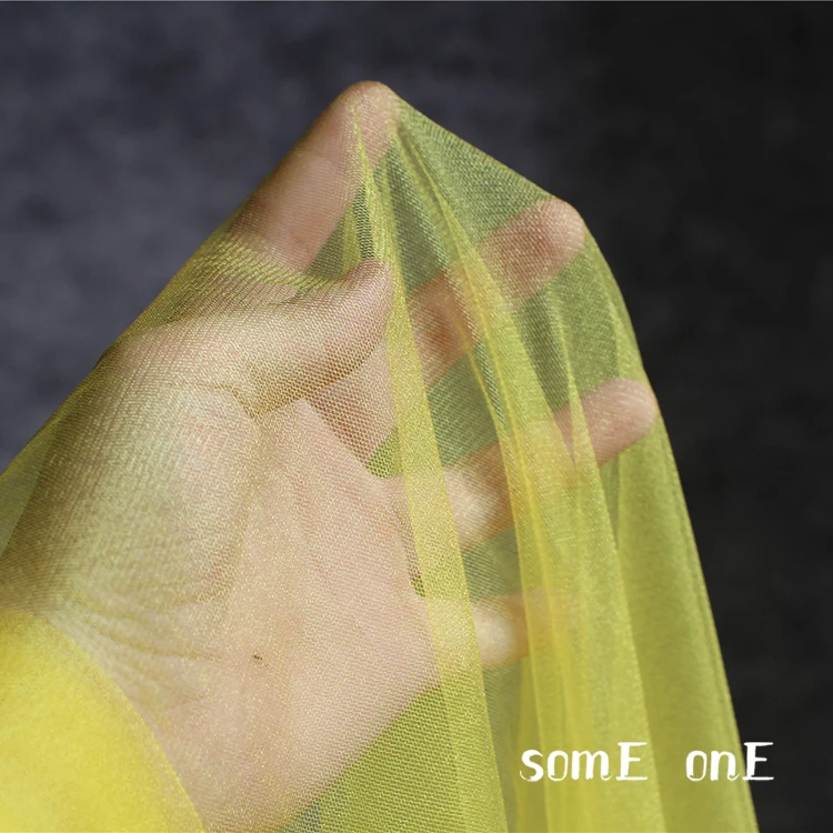 Pearlescent Mesh Tulle Fabric Yellow DIY Background Decor Scarf Headdress Veil Summer Skirt Wedding Dress Designer Fabric