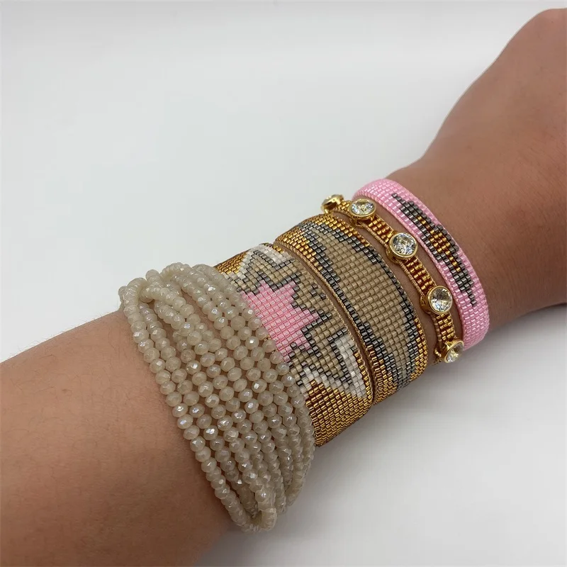 ZHONGVI Miyuki Bracelets Mexican Fashion Pulseras Femme Zircon Jewelry Boho Evil Eye Bracelets Women Firework Pattern  Jewellery