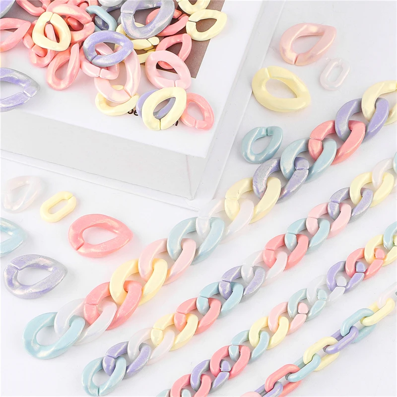 2022 New Mixed Bright Colors Acrylic Chain Links for Handmade Color Keychain Gifts Handbag Pendants