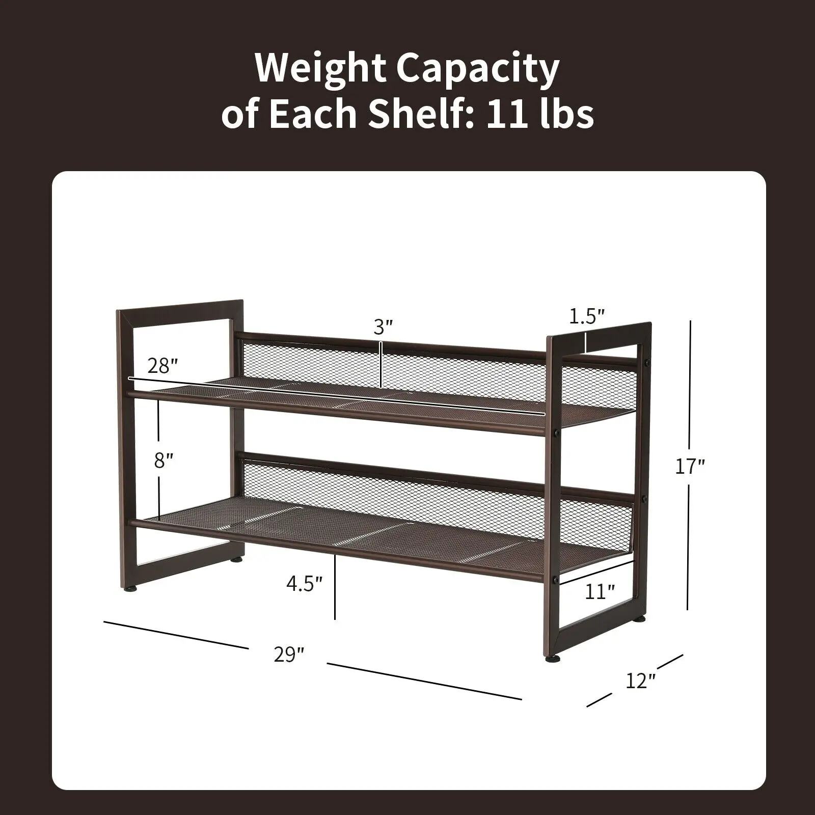 Costway 2-Tier Shoe Rack Adjustable to Flat or Slant Shoe Organizer Holder Stand