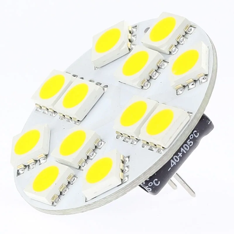 Led G4 Light 12SMD 5050 High Power Rear Pin  AC/DC10-30V  Marine Lamp Boat Bulb White Warm White Round Board 1pcs/lot