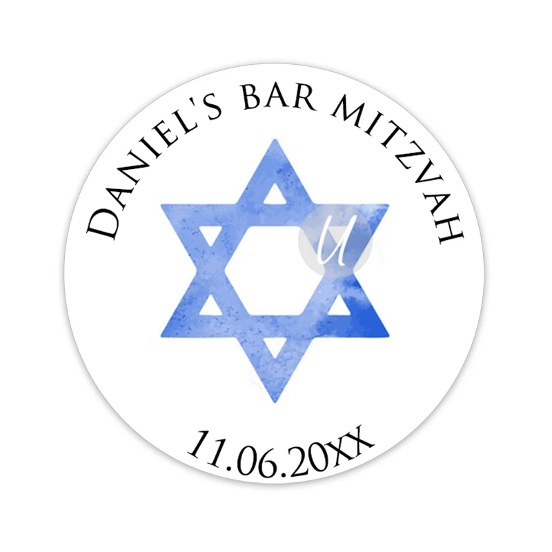 Tùy Chỉnh Bar Mitzvah Dán Cá Tính Mitzvah Dán Hiện Đại Luxery Tròn Cổ Điển