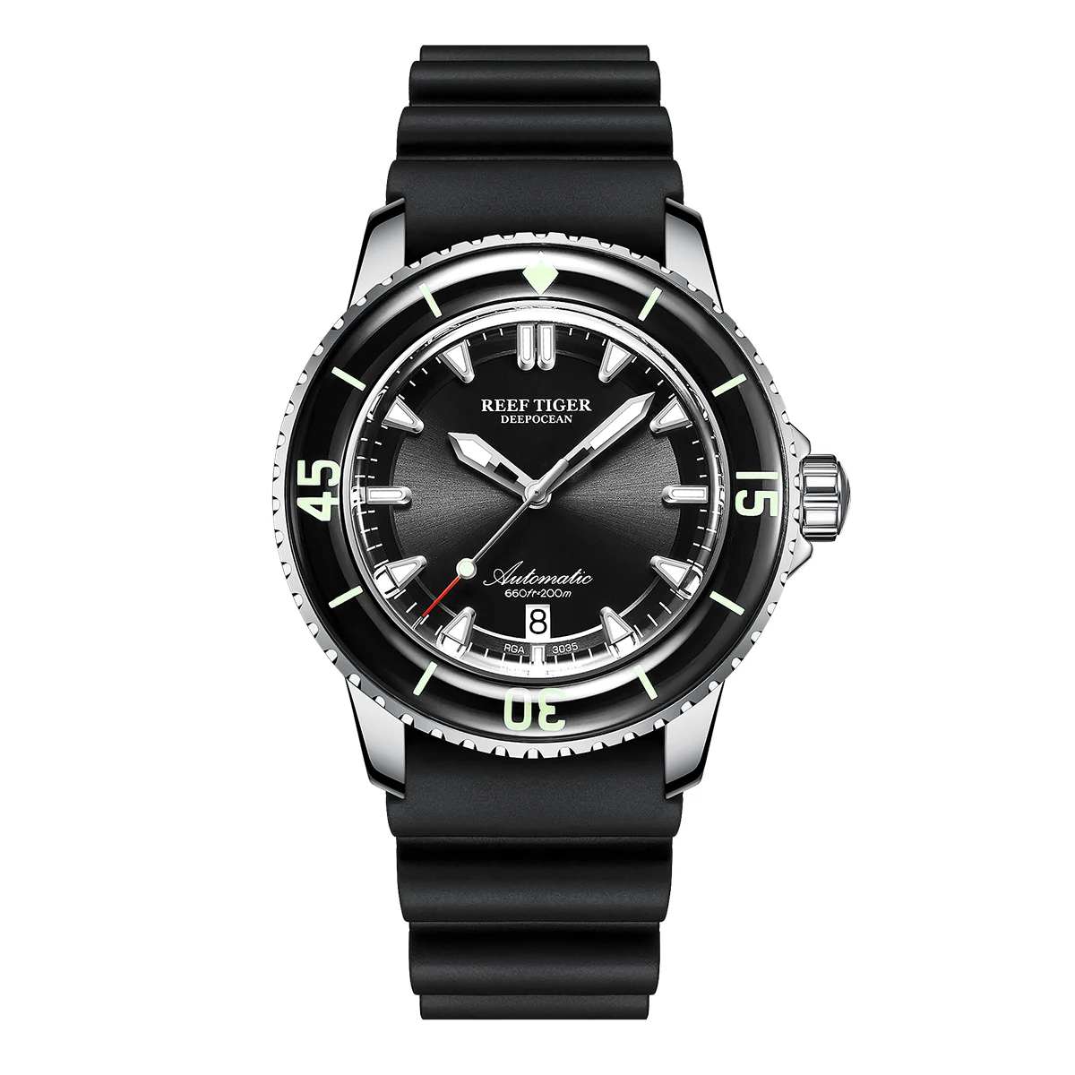 

Reef Tiger/RT Top Brand Watch For Men Mechanical Steel Dive Watches Rubber Strap Luminous Waterproof Watch RGA3035