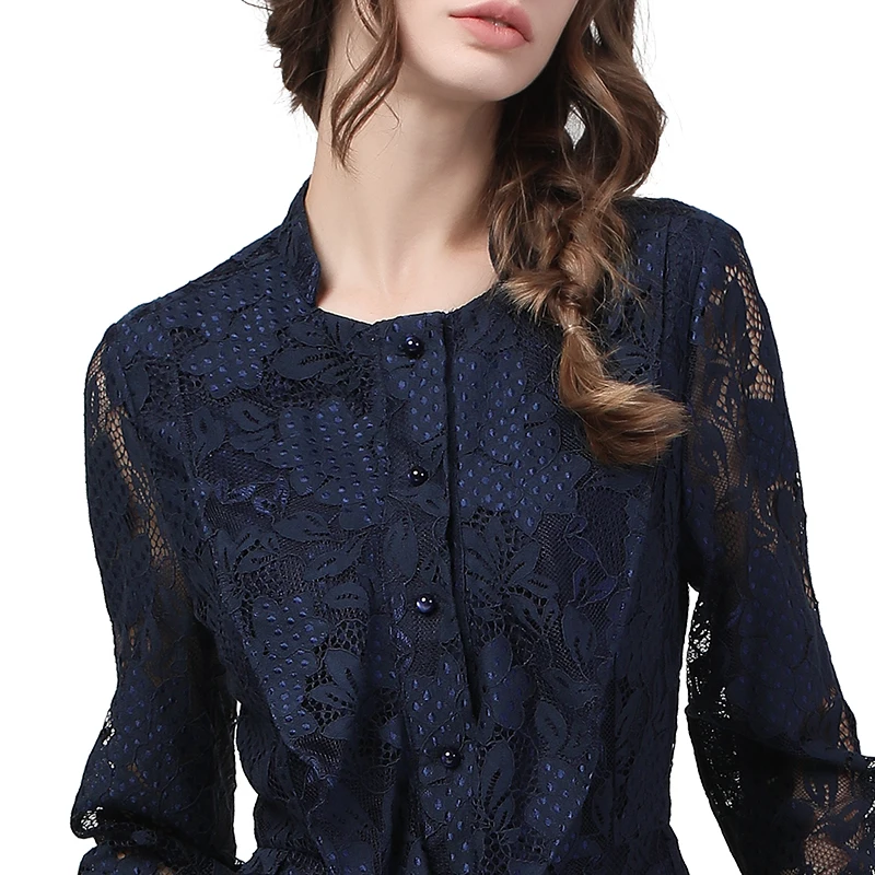 Mode Vierkante Hals Lace Top Vrouwen Lange Mouw Dunne Taille Uitloper Hollow Out Bloemen Blouse 2020 Herfst Winter Nieuwe Koreaanse shirt