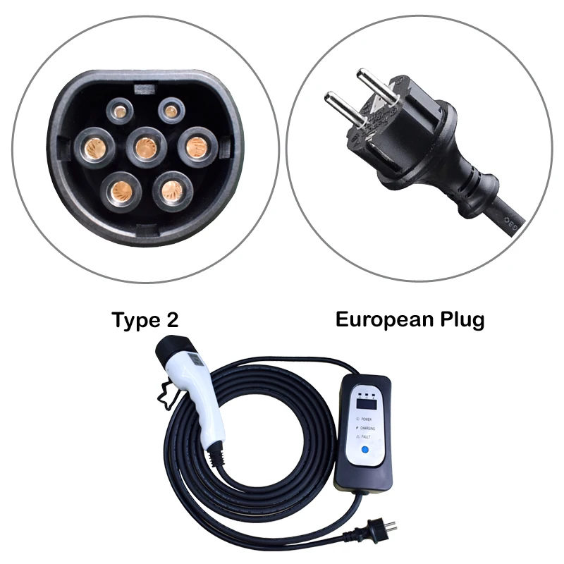 Tipo 1 J1772 ou Tipo 2 EV carregador schuko plug EVSE cabo de carregamento EV para nissan leaf veículo elétrico 16A 13A 10A 8A