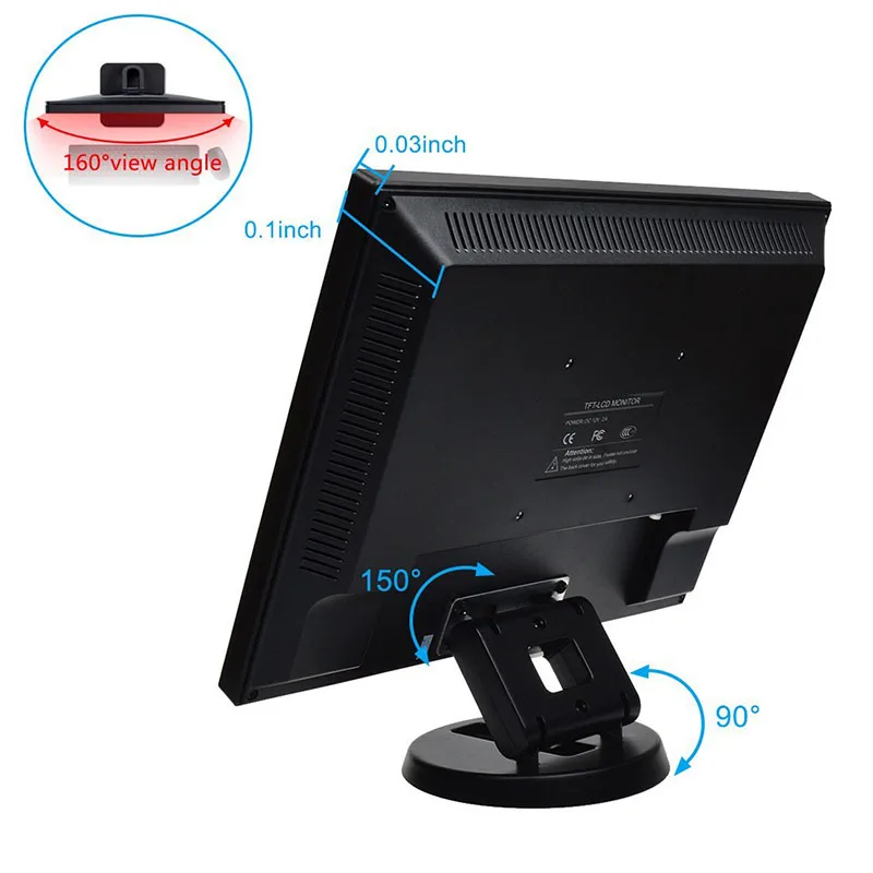 12 Inch 1024x768 800x600 Industrial LCD Monitor Display For CCTV Car DVR  Microscope Camera Built-In Speaker