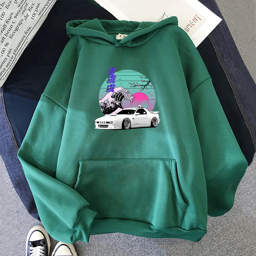 Harajuku Hoodie For Japanese Vaporwave JDM Legend Car RX7  Print Crewneck Sweatshirt Women/Men Long Sleeve Anime Tops