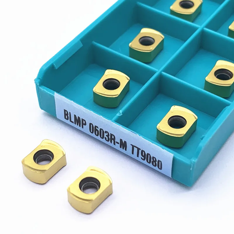10PCS คาร์ไบด์แทรก BLMP 0603R M TT9080คุณภาพสูงมิลลิ่งเครื่อง Double-Sided Fast Feed BLMP0603R เครื่องกลึง CNC เครื่องมือ0603