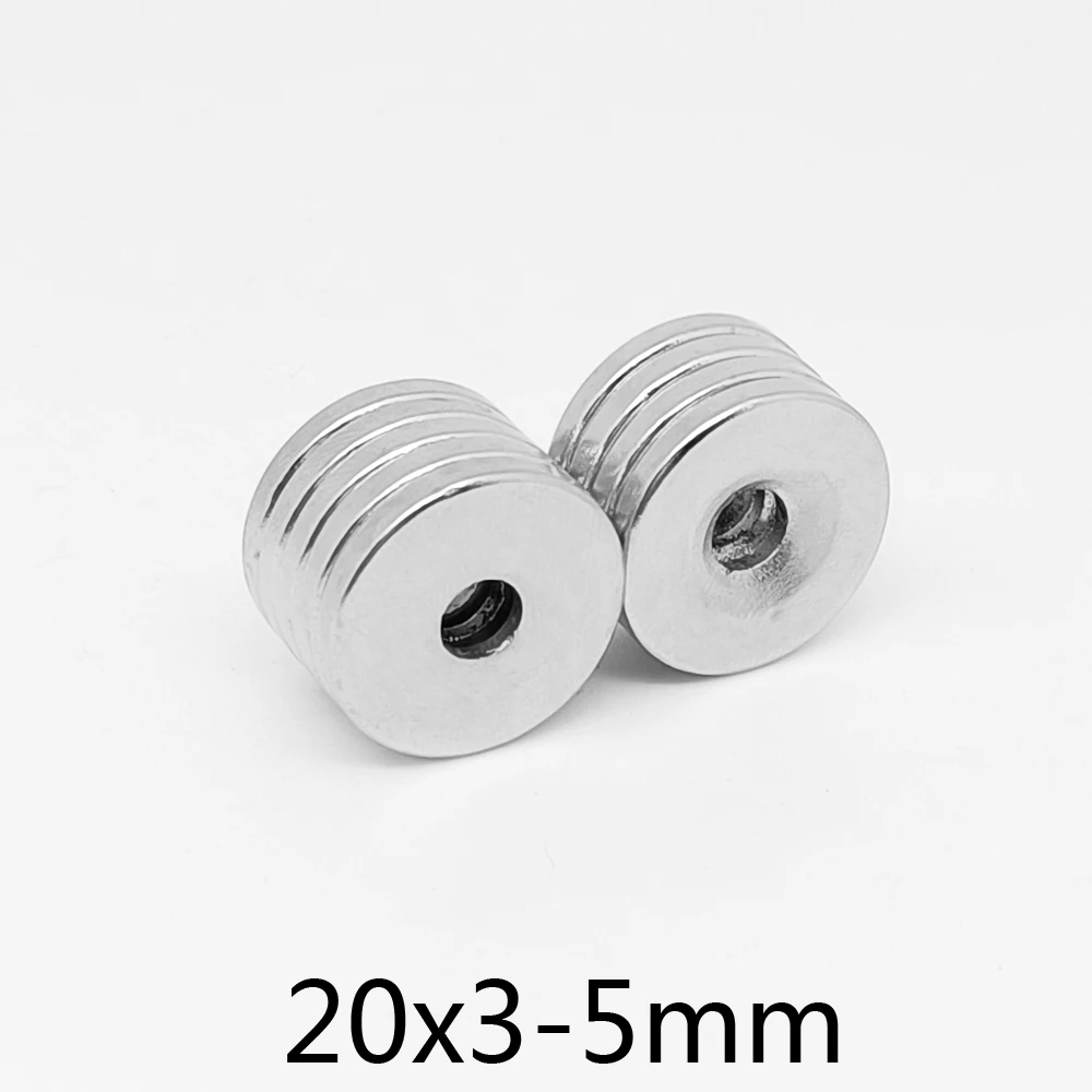 2/5/10/15/20/50PCS 20x3-5 Countersunk Round Search Magnet 20*3 With Hole 5mm Disc Permanent Neodymium Magnet 20x3-5mm  20*3-5