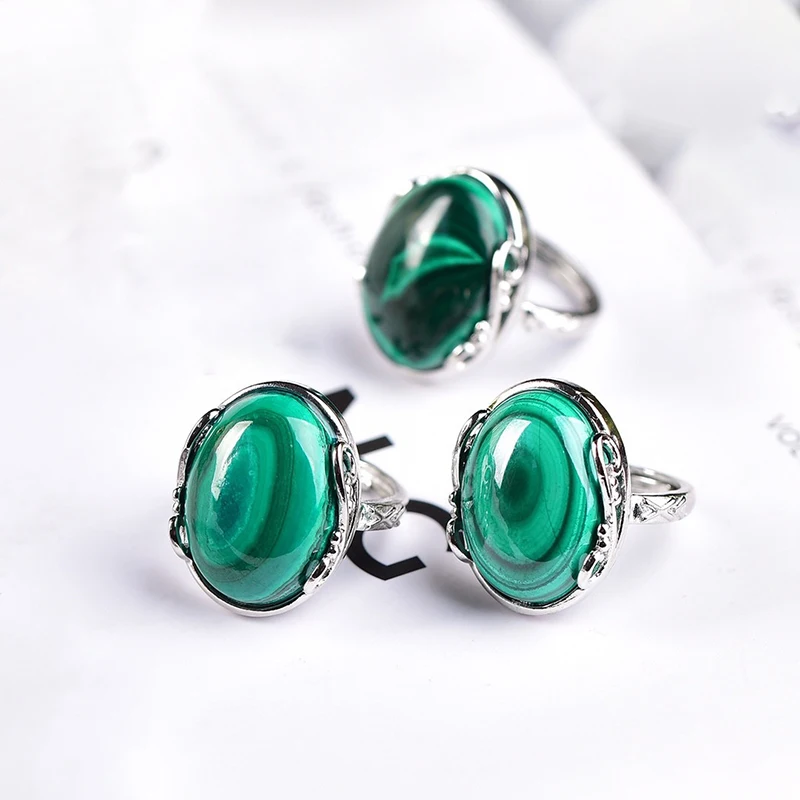 Fine Malachite Natural stone Ring Stone Ring Beautiful Simple Women Men Gift Elegance Fashion Crystal Ring Jewelry Wholesale